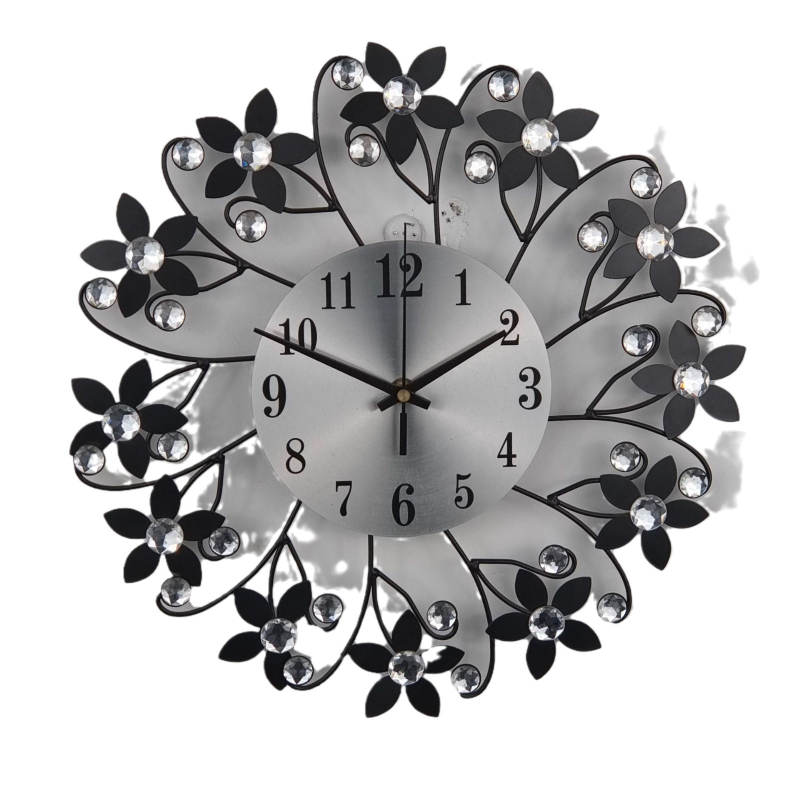 Стенен часовник от метал, кръгъл корпус, кварцов механизъм, модел H91, 24-часово показване, прозрачно Plexiglas покритие