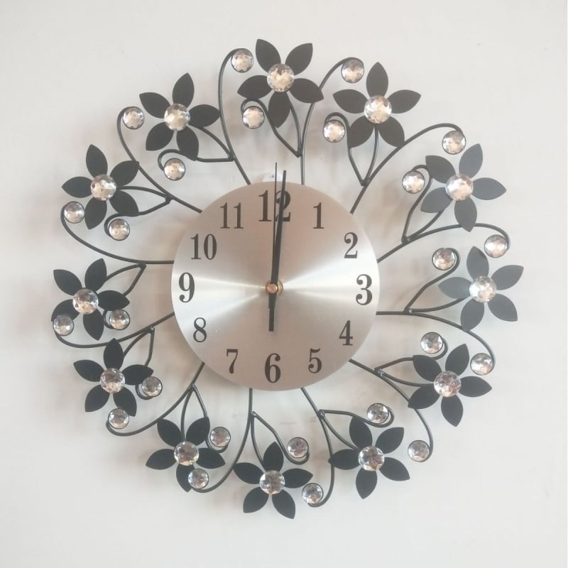 Стенен часовник от метал, кръгъл корпус, кварцов механизъм, модел H91, 24-часово показване, прозрачно Plexiglas покритие