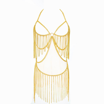 Мултислоен сплавен телесен верига огърлица с електроплакиране – геометричен комплект за бюст, марка Yixin