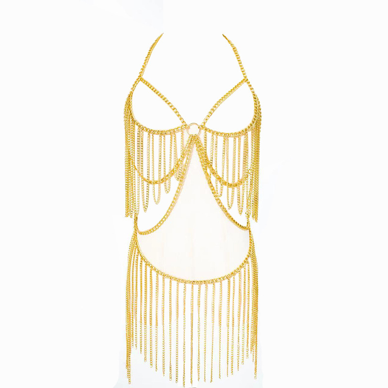 Мултислоен сплавен телесен верига огърлица с електроплакиране – геометричен комплект за бюст, марка Yixin