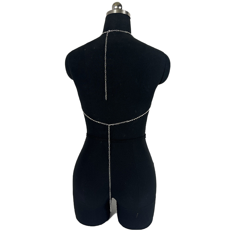 Двойна сърцевидна кристална гръдна верига - ръчна изработка, персонализираема верига за тяло за бански, сърцевиден дизайн