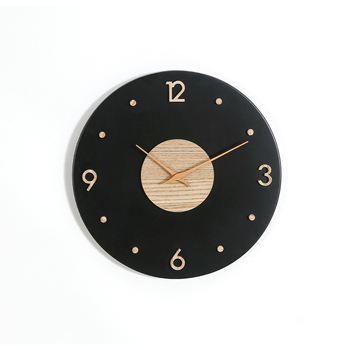Стенен часовник в скандинавски стил, кръгъл, безшумен ход със sweep, захранван с батерия, циферблат от дърво и plexiglas