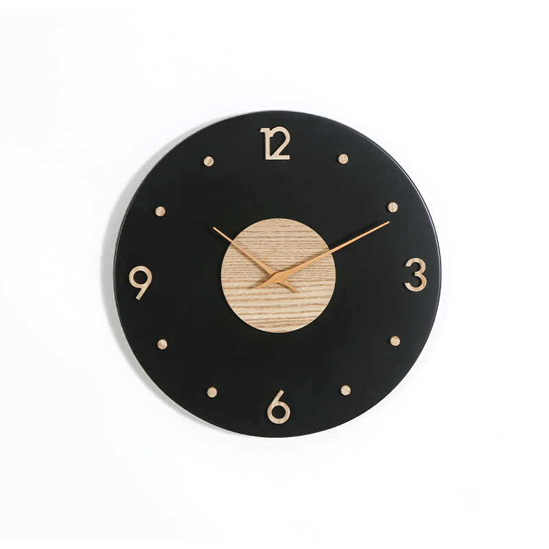 Стенен часовник в скандинавски стил, кръгъл, безшумен ход със sweep, захранван с батерия, циферблат от дърво и plexiglas