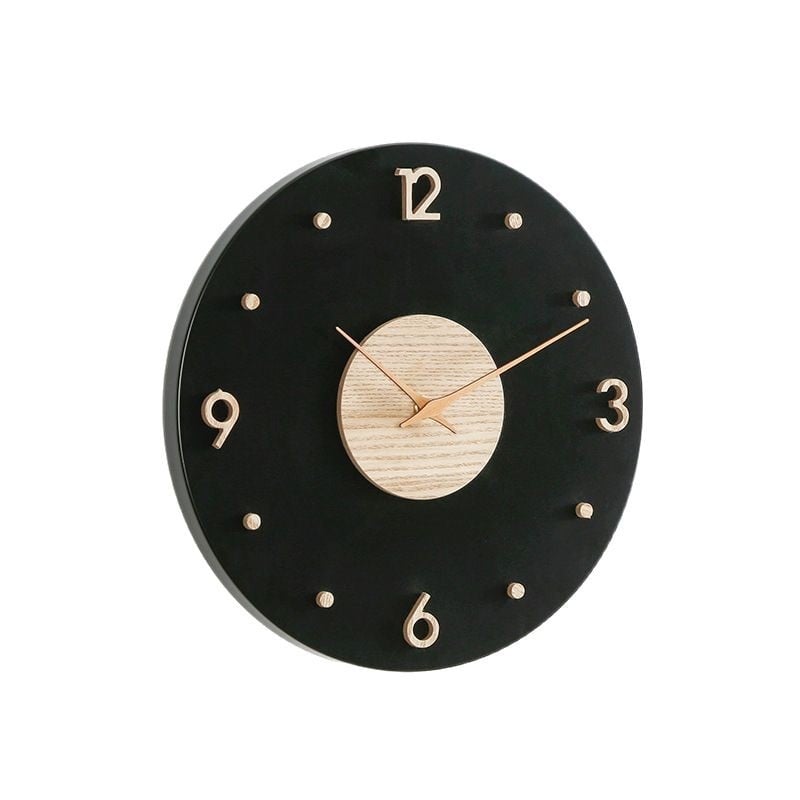 Стенен часовник в скандинавски стил, кръгъл, безшумен ход със sweep, захранван с батерия, циферблат от дърво и plexiglas