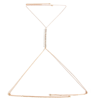 Мъжка телесна верижка с кристали, геометричен дизайн, сплавна вставка с изкуствени камъни, електроплатинация