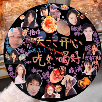 Стилен стенен часовник - ръчно изработен DIY подарък за фотоколаж за най-добра приятелка, модерен стил; батерия, механично движение, метален корпус, PVC циферблат