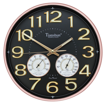 Стенен часовник Tianshun с термометър и хигромер, луминесцентен циферблат, кварцов механизъм и плавно движение на секундната стрелка
