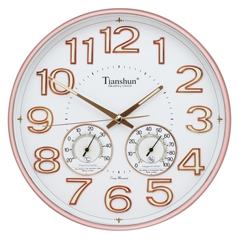 Стенен часовник Tianshun с термометър и хигромер, луминесцентен циферблат, кварцов механизъм и плавно движение на секундната стрелка