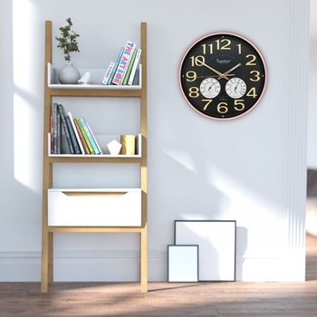 Стенен часовник Tianshun с термометър и хигромер, луминесцентен циферблат, кварцов механизъм и плавно движение на секундната стрелка