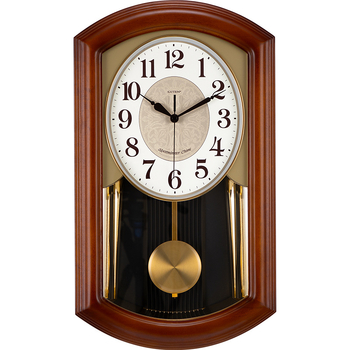 Стенно часовник JZB-GT9515-1, дървен корпус, метален циферблат, батерийно захранване, движение с плавен ход