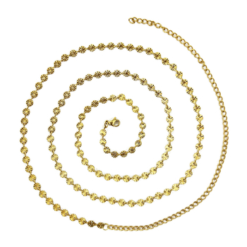 Стилен колан за талия от неръждаема стомана, с дизайн на двойни кръгове, дължина 60–80 см, ширина 0,4 см, ежедневен летен аксесоар.