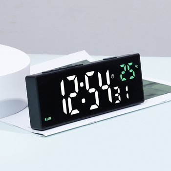 SY-5100 LED стенен часовник с аларма, календар и обратно броене - модерен правоъгълен дизайн, LED цифров дисплей, външно захранване