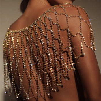 Сватбена кристална телесна и раменна верига с ресни — бижута за пролет 2025