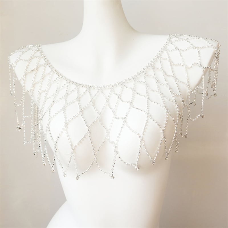 Сватбена кристална телесна и раменна верига с ресни — бижута за пролет 2025