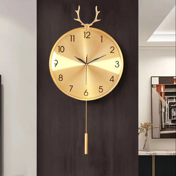 Стилен стенен часовник за дневна, прост и модерен стил, едностранен дисплей, метален корпус, метален циферблат