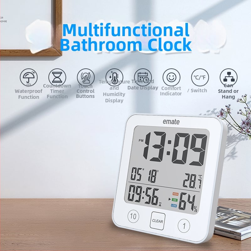 Imite стенен часовник - електронно движение, батерийно захранване, термометър, таймер за обратно броене, квадратен, модерен дизайн