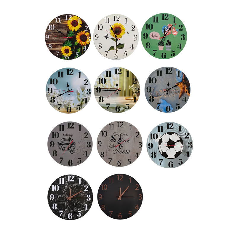 Zidni sat od ploče gustoće, kružni, jednostran, kretanje sekundne kazaljke, svjetsko vrijeme