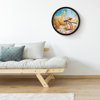 Стенно часовник с кръгла форма, прост стил, кварцово движение с плавен ход, аналогов дисплей със стрелки и цифри, батерийно захранване