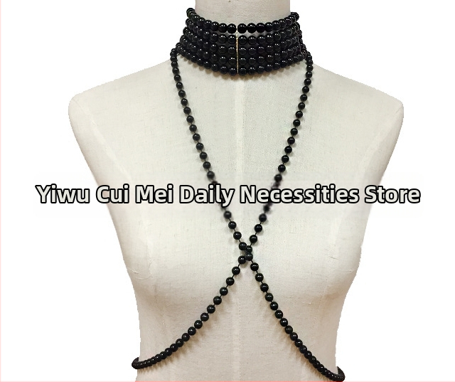 Колие с изкуствени перли, водно-вълнова верига, многослойно, U-образен дизайн