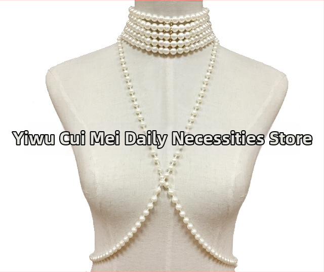 Колие с изкуствени перли, водно-вълнова верига, многослойно, U-образен дизайн