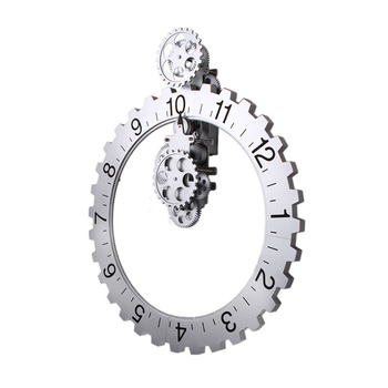 Европейски ретро стенен часовник с зъбни колела – кварцов механизъм, батерийно захранване, кръгъл, подходящ за всекидневна, кабинет и офис