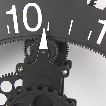 Европейски ретро стенен часовник с зъбни колела – кварцов механизъм, батерийно захранване, кръгъл, подходящ за всекидневна, кабинет и офис