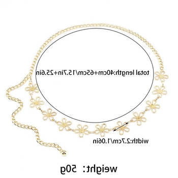 Метална талийна верига с флорален мотив, ажурен дизайн, универсален стил, дължина 105 cm, ширина 2,7 cm