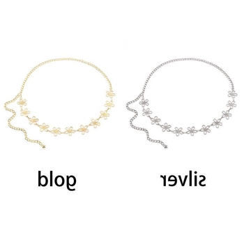 Метална талийна верига с флорален мотив, ажурен дизайн, универсален стил, дължина 105 cm, ширина 2,7 cm