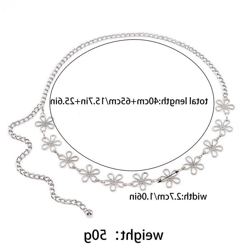 Метална талийна верига с флорален мотив, ажурен дизайн, универсален стил, дължина 105 cm, ширина 2,7 cm