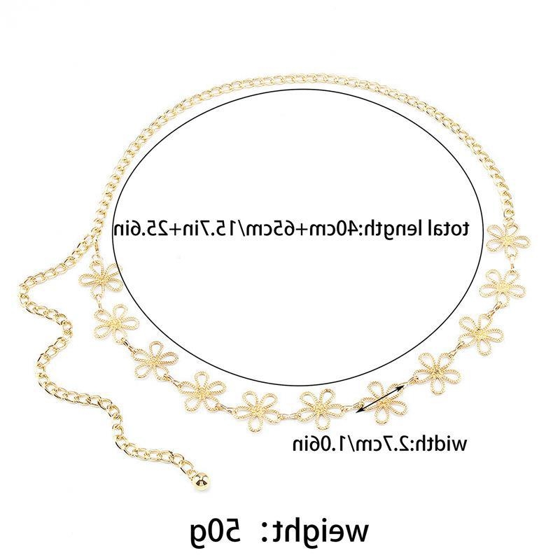 Метална талийна верига с флорален мотив, ажурен дизайн, универсален стил, дължина 105 cm, ширина 2,7 cm