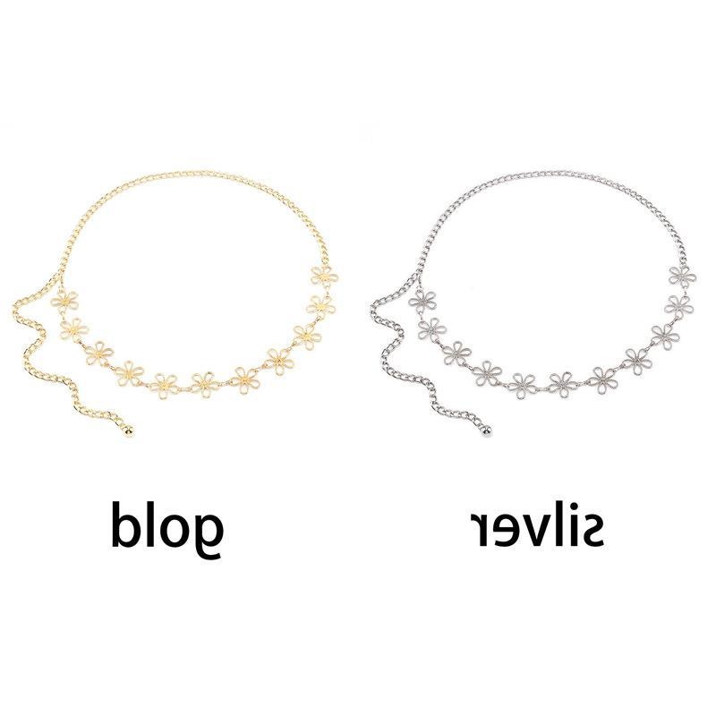 Метална талийна верига с флорален мотив, ажурен дизайн, универсален стил, дължина 105 cm, ширина 2,7 cm