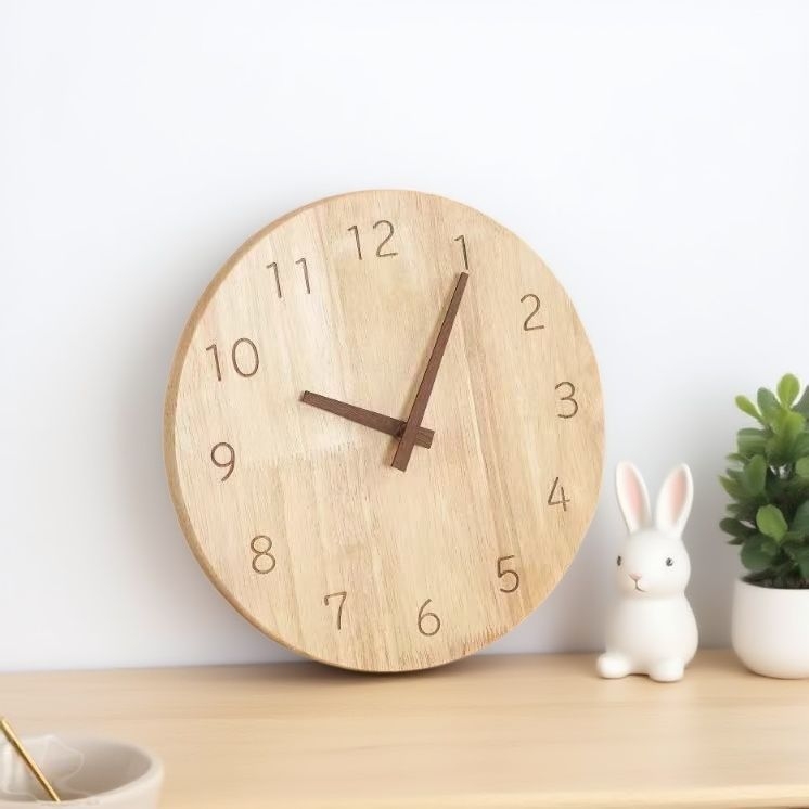 Стилен скандинавски дървен модерен стенен часовник за дневна и трапезария, безшумен декоративен дизайн, метална кутия, циферблат от смола и метал, батерийно захранване, механичен двигател