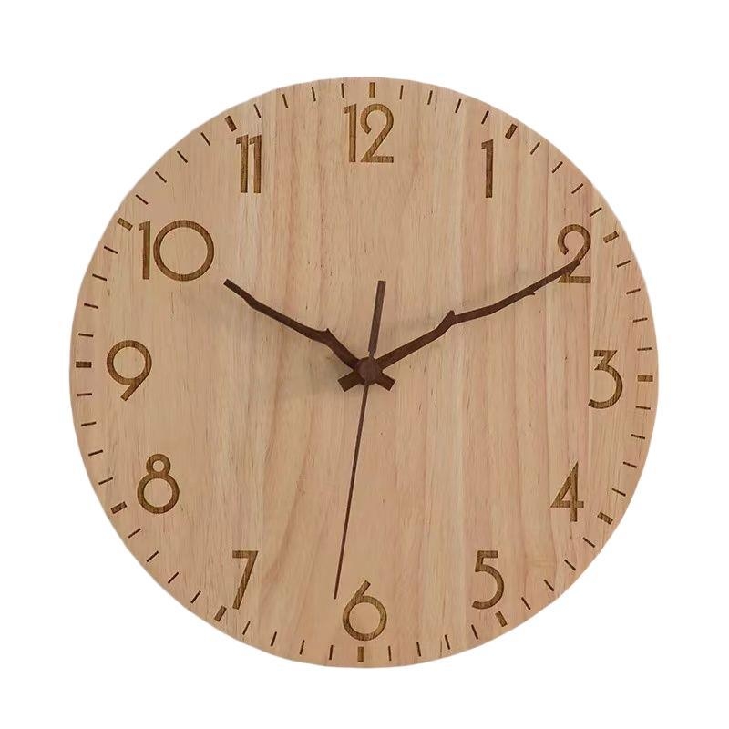 Стилен скандинавски дървен модерен стенен часовник за дневна и трапезария, безшумен декоративен дизайн, метална кутия, циферблат от смола и метал, батерийно захранване, механичен двигател
