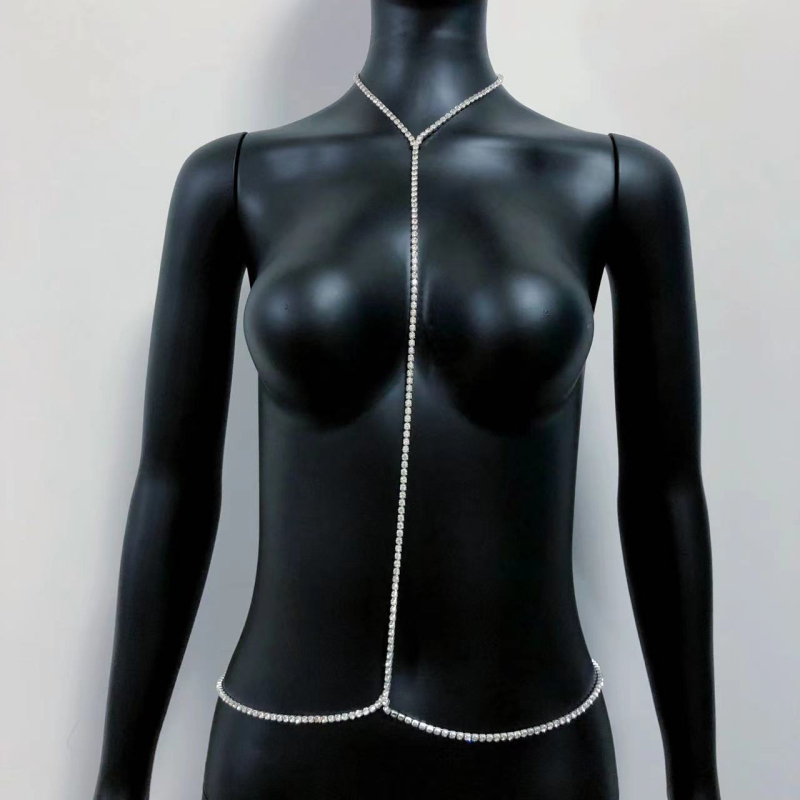 Body chain с кристални камъни, женски екзотичен стил, електроплатинг, персонализация налична