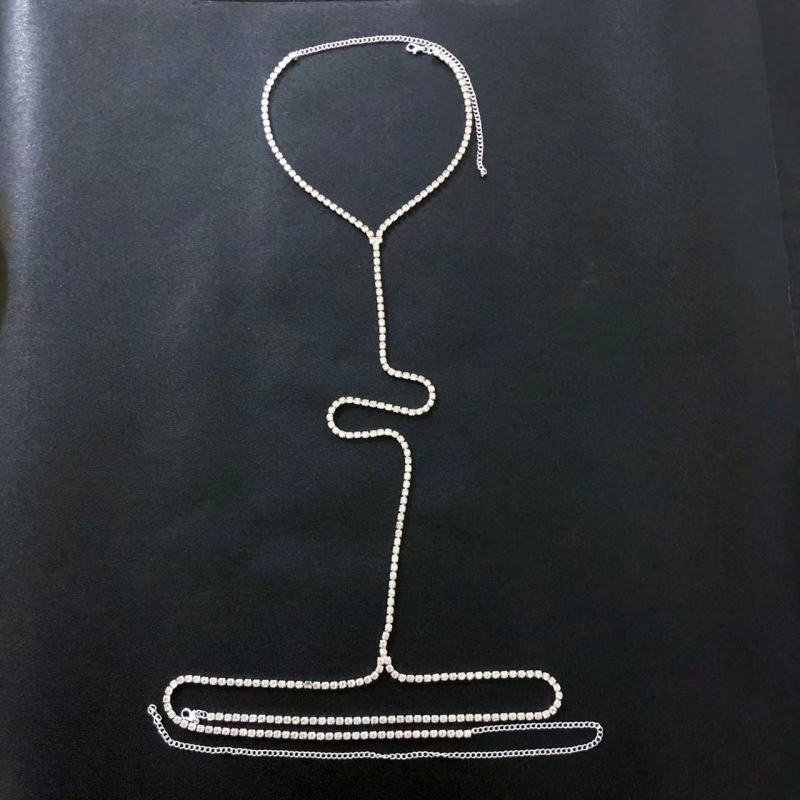 Body chain с кристални камъни, женски екзотичен стил, електроплатинг, персонализация налична