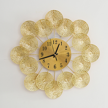 Стенен часовник с кварцов механизъм, батерийно захранване, железен арт корпус, метален циферблат, показалка