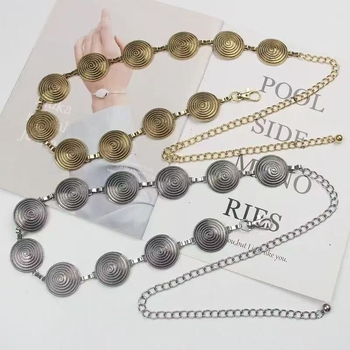 Метална талияна верига с кръгли вихрови звена, западен стил, многослойна талия, персонализируема