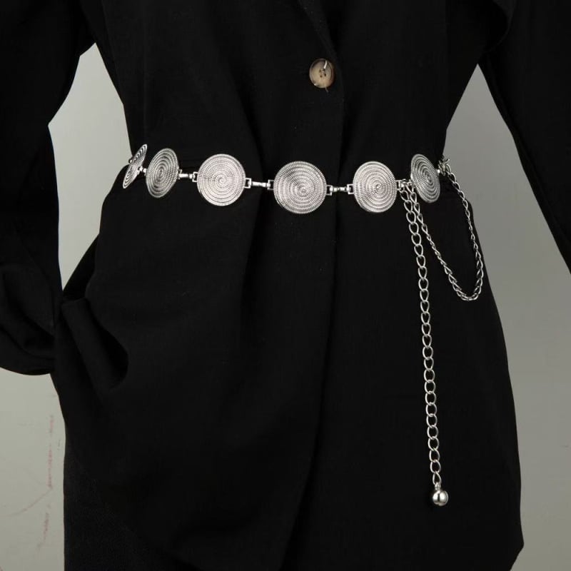 Метална талияна верига с кръгли вихрови звена, западен стил, многослойна талия, персонализируема