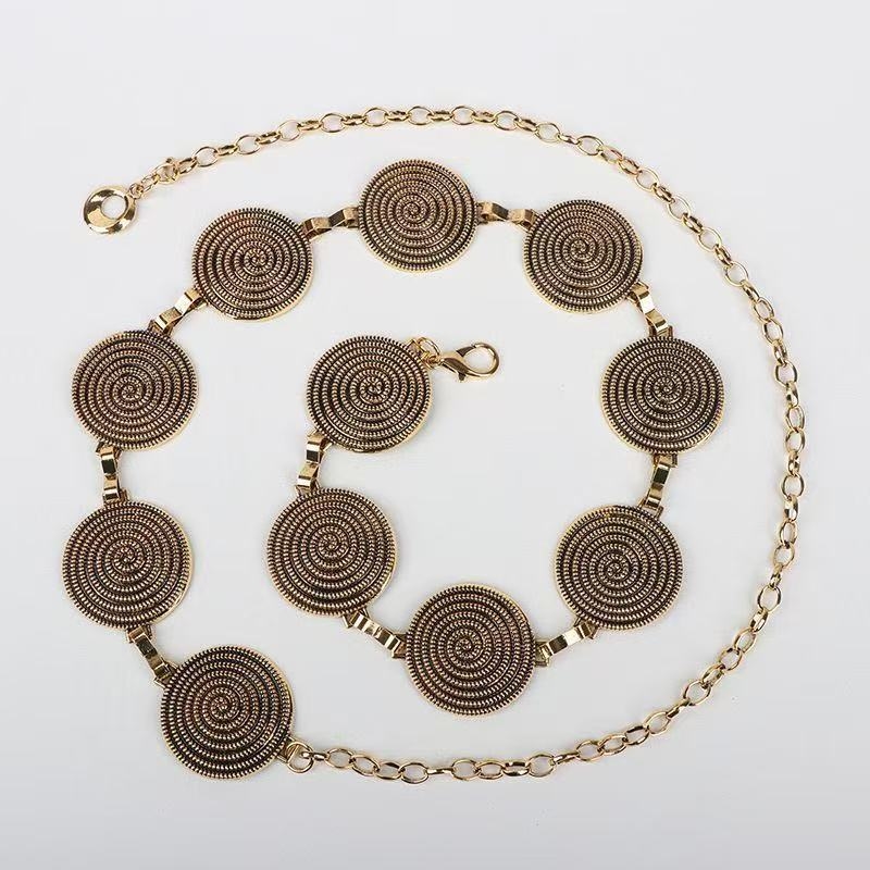 Метална талияна верига с кръгли вихрови звена, западен стил, многослойна талия, персонализируема