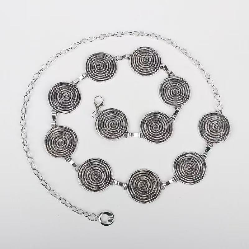 Метална талияна верига с кръгли вихрови звена, западен стил, многослойна талия, персонализируема