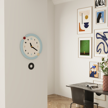 Стенен часовник (Нордичен минималистичен дизайн; тих кварцов механизъм; захранване от батерия; циферблат: масивно дърво + кожа)