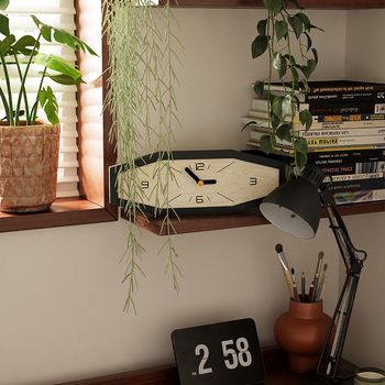 Японски стил стенен часовник, ромбовидна форма, кожен циферблат, кварцов механизъм, батерийно захранване