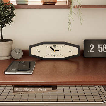 Японски стил стенен часовник, ромбовидна форма, кожен циферблат, кварцов механизъм, батерийно захранване