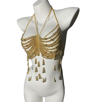 Верижна украса за тяло с перли и мъниста, ресни (електроплакиране, стил Elegant, серия Princess)