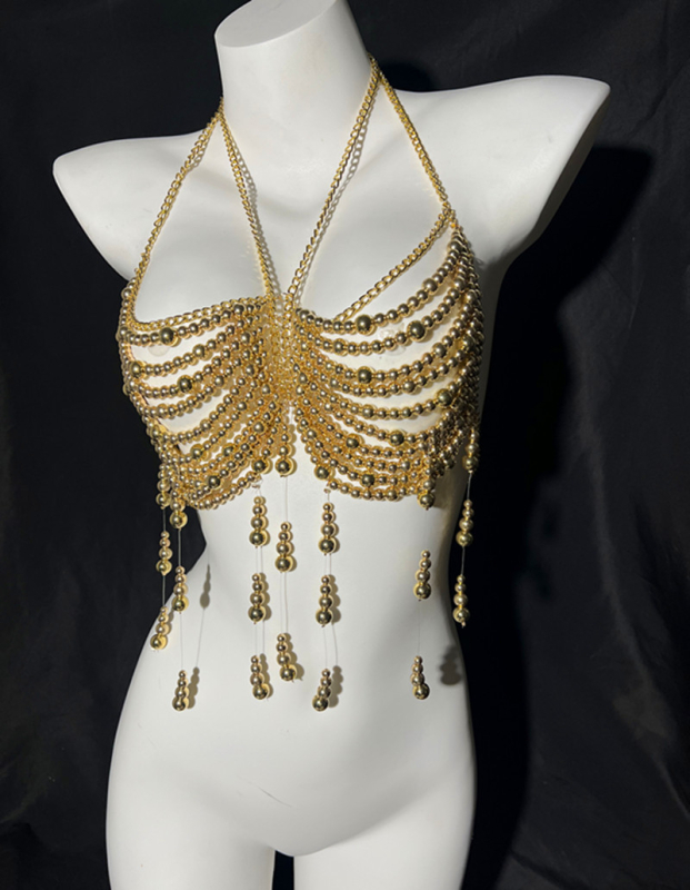 Верижна украса за тяло с перли и мъниста, ресни (електроплакиране, стил Elegant, серия Princess)