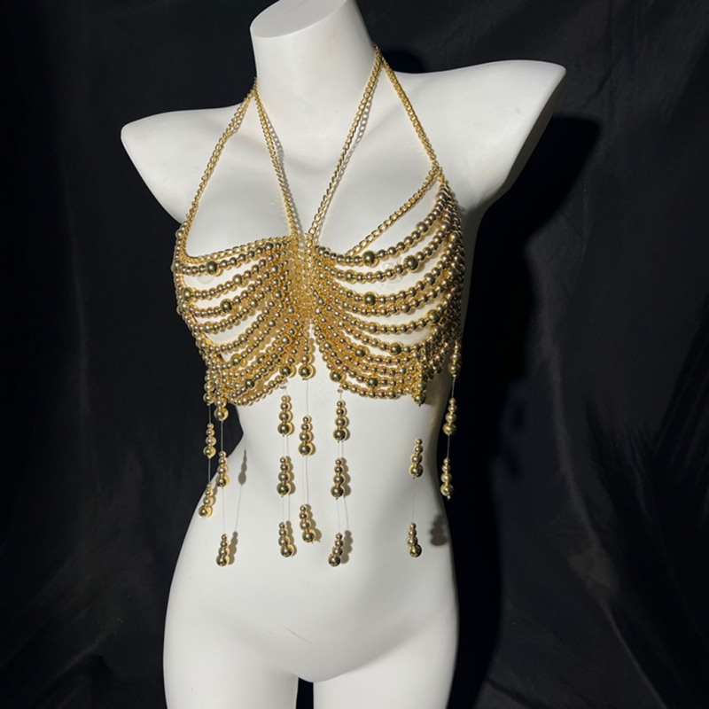 Верижна украса за тяло с перли и мъниста, ресни (електроплакиране, стил Elegant, серия Princess)