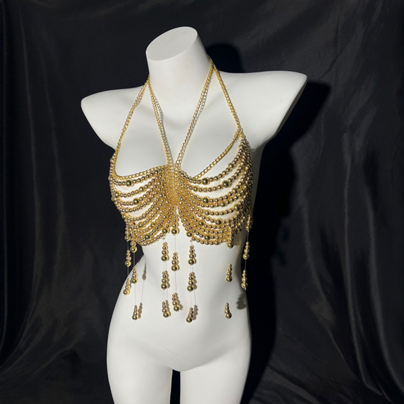 Верижна украса за тяло с перли и мъниста, ресни (електроплакиране, стил Elegant, серия Princess)