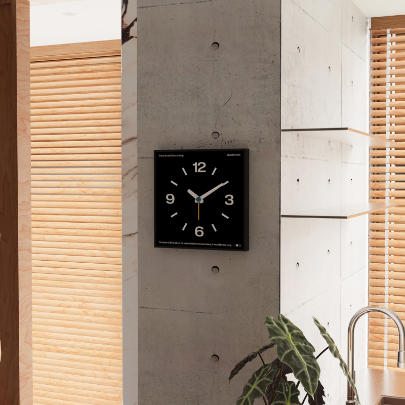 Стилен стенен часовник в скандинавски стил, едностранен, кварцов механизъм, батерия, възможност за печат на лого