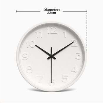 Стенно часовник – кръгъл пластмасов циферблат, батерийно захранване, електронно движение 8878W, показване с ръце и цифри, печат на лого