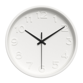 Стенно часовник – кръгъл пластмасов циферблат, батерийно захранване, електронно движение 8878W, показване с ръце и цифри, печат на лого